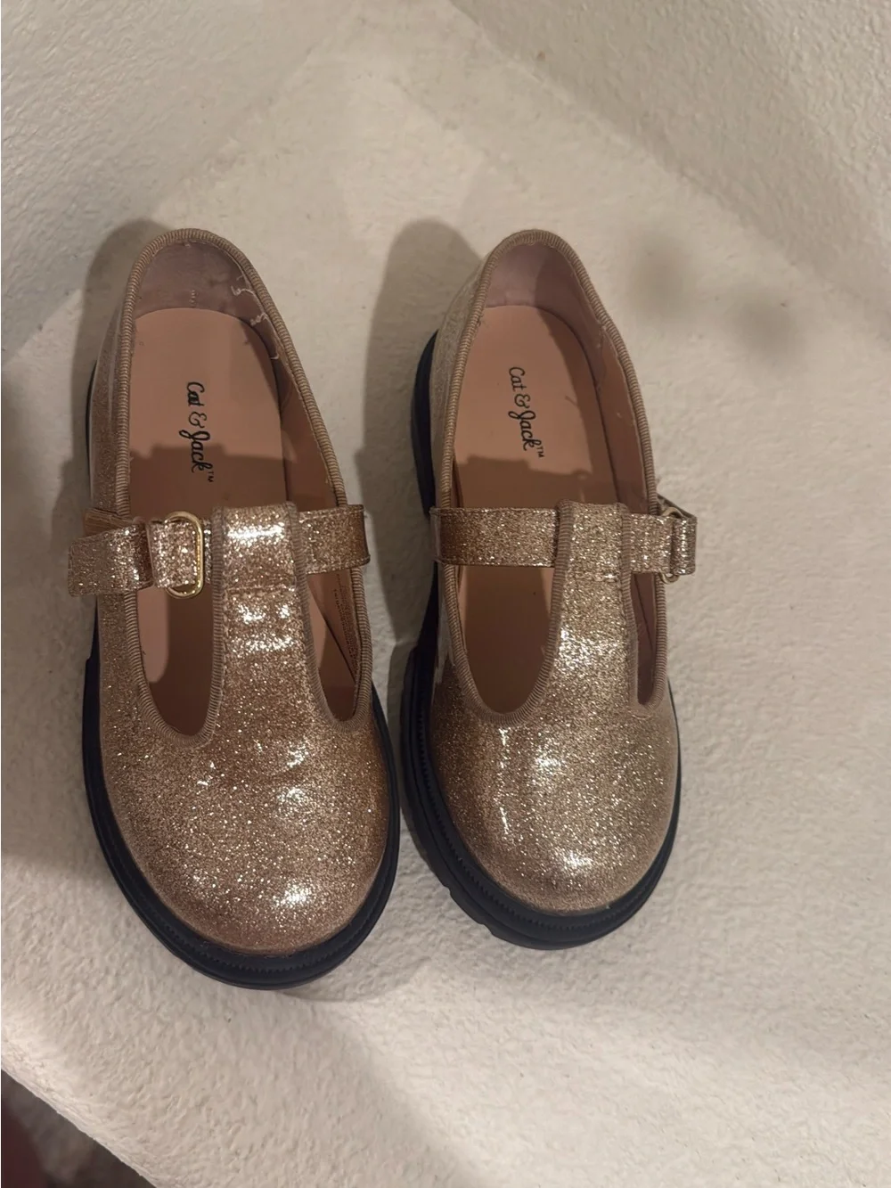 Kids Glitter Mary Jane Shoes in Gold - Casual Comfort